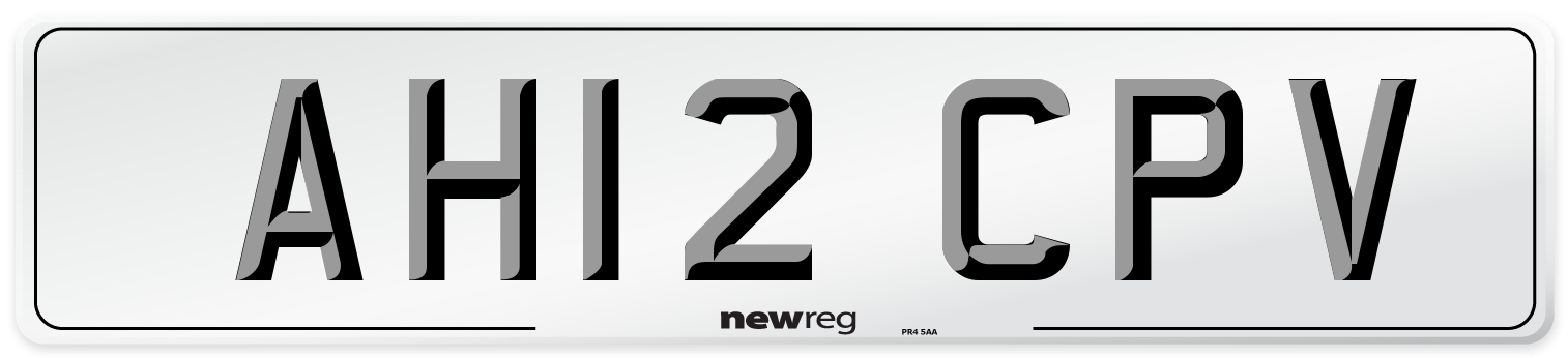 AH12 CPV Number Plate from New Reg
